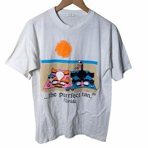 Vintage 1990 Florida Cat Graphic T-Shirt Size Medium